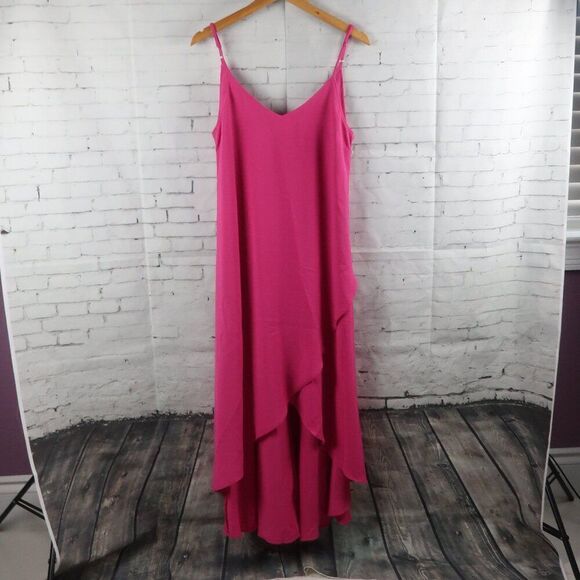 LULU'S SWEET SURPRISE PINK HIGH LOW MAXI DRESS WITH ADJUSTABLE STRAPS SIZE M - Picture 7 of 12